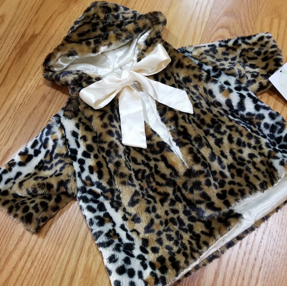 Baby faux fur swing jacket with hoodie